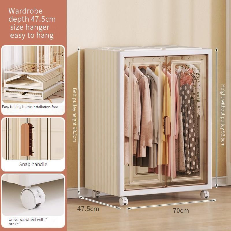 Kostenlose Installation Einfacher Kleiderschrank Mehrschichtige Trennwand Mietgarderobe für Erwachsene Aufbewahrung von Kleidung zu Hause Klappbarer Kinderschrank_voghion.com