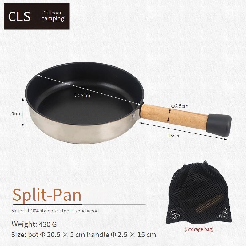 Camping Skillet Non-Stick Stainless Steel Frying Pan For Outdoor Cooking Compatible With Induction Gas Stoves Portable For Hiking Picnics_voghion.com