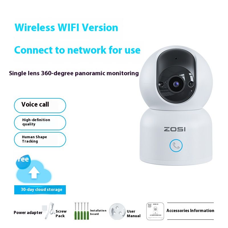 Draadloze binnenbeveiligingscamera – 1080P HD, AI-gezichtsdetectie, 2-weg audio, nachtzicht en smartphone-bewaking op afstand_voghion.com