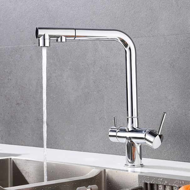 Best-selling Pull-out Kitchen Tap With Hot/cold Dual-control Water Purifier For Vegetable Washing, Three-in-one Sink Unit_voghion.com