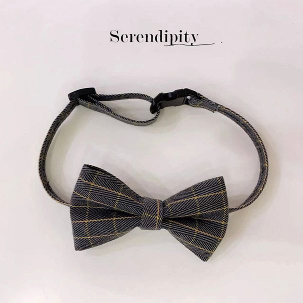 Collier réglable pour chien et chat avec nœud papillon à carreaux de style britannique_voghion.com