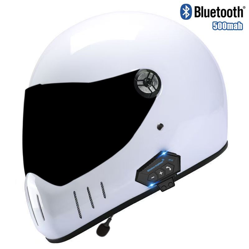Capacete de motocicleta retrô integral com certificação 3C e Bluetooth – Capacete Cruiser clássico para homens e mulheres (preto fosco, preto brilhante, cinza titânio)_voghion.com
