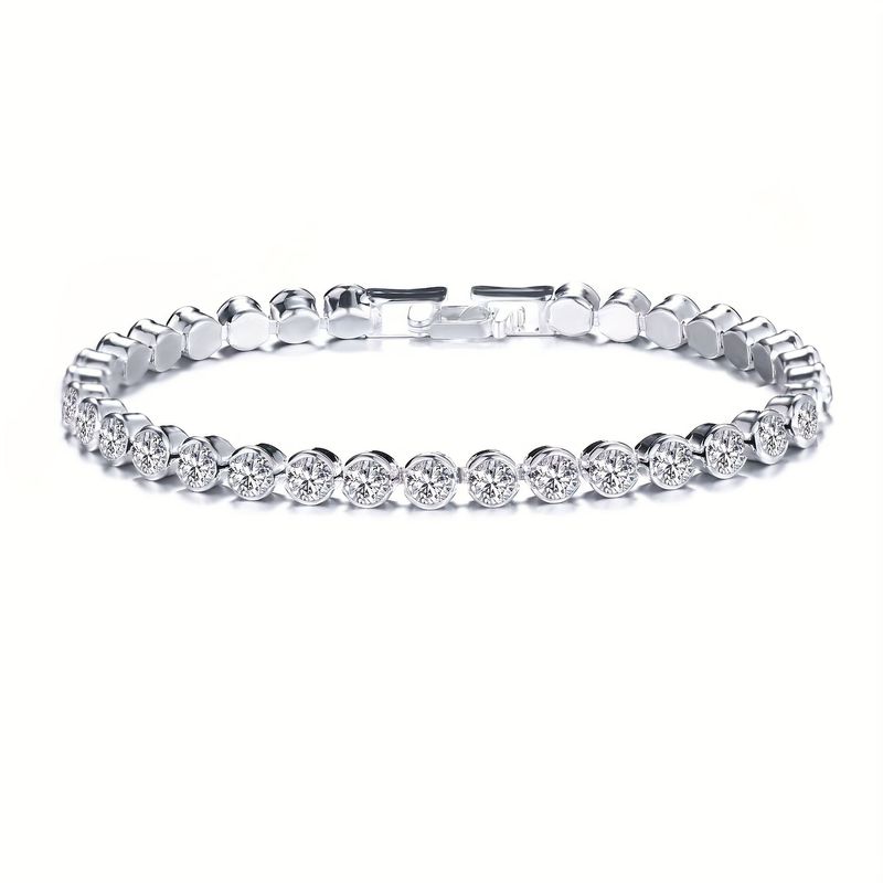 Heißer Verkauf Damenmode 16 Karat vergoldet 3 mm Zirkonia klassisches Tennis-Kupferarmband_voghion.com