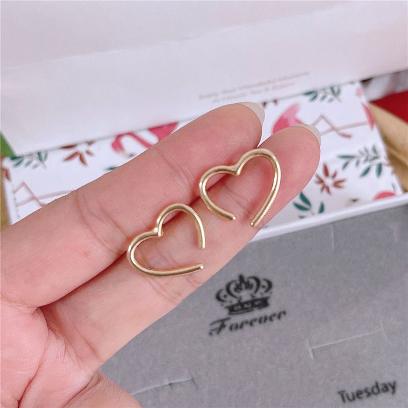 1 Pair Cute Sweet Heart Shape Plating Alloy Ear Studs_voghion.com