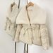 "Women's Slim-Fit Lamb Wool & Down Jacket – Winter Lace-Trimmed Coat (One Size, White/Black/Brown)"_voghion.com