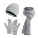 Sciarpa tre pezzi caldo completo Autunno e inverno ispessito tinta unita cappello di lana lavorato a maglia guanti set multi-pezzo_voghion.com
