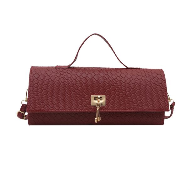 Borsa a tracolla personalizzata con motivo intrecciato testurizzato, borsa a tracolla quadrata piccola in stile minimalista_voghion.com