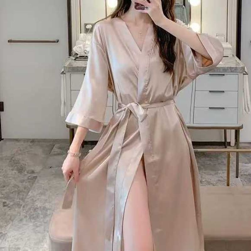 Women's Sleepwears Robes Summer Thin Long Ice Silk Robes Spot Home Clothes Hotel Bathrobes_voghion.com