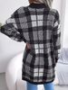 Women's Plaid Strap Lantern Sleeve Casual Open Front Cardigans Sweater Jacket Outwear_voghion.com