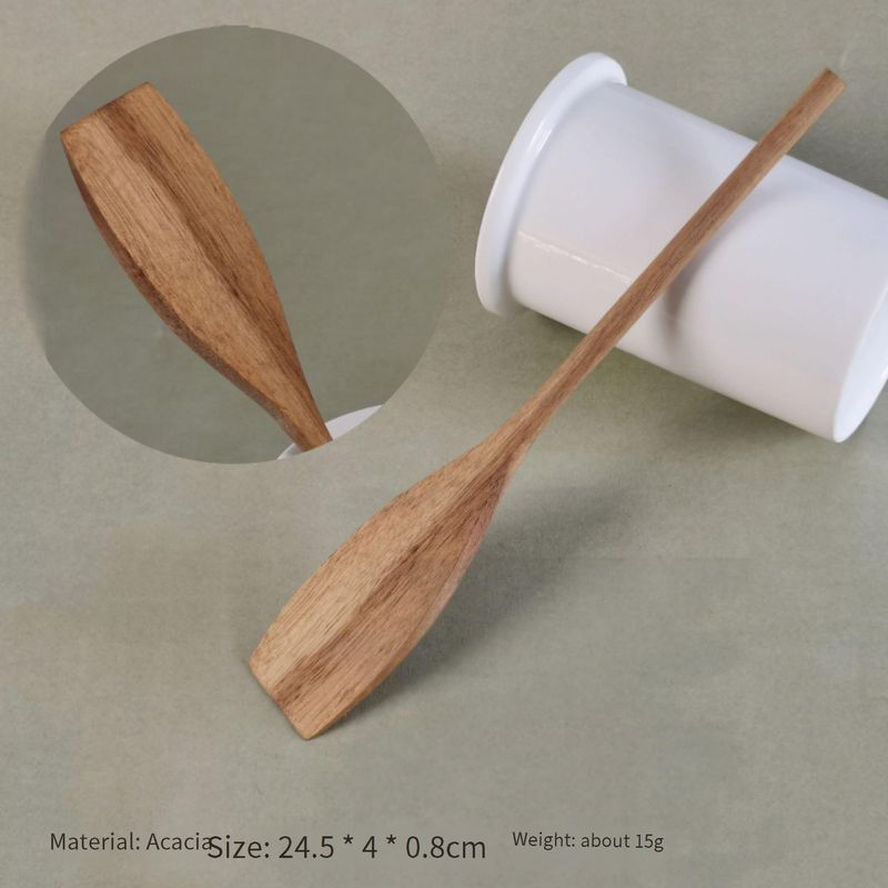 Juego de utensilios de cocina de madera de acacia: espátula y cuchara sopera naturales, ecológicas y antirayaduras, para ollas y sartenes._voghion.com