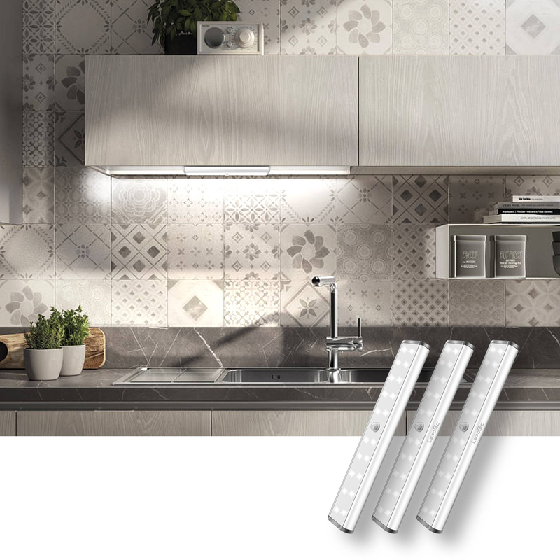 7.48Inch Motion Sensor Closet Light, 20LED Cool White Wireless Rechargeable Under Cabinet Light (Set Of 3)_voghion.com