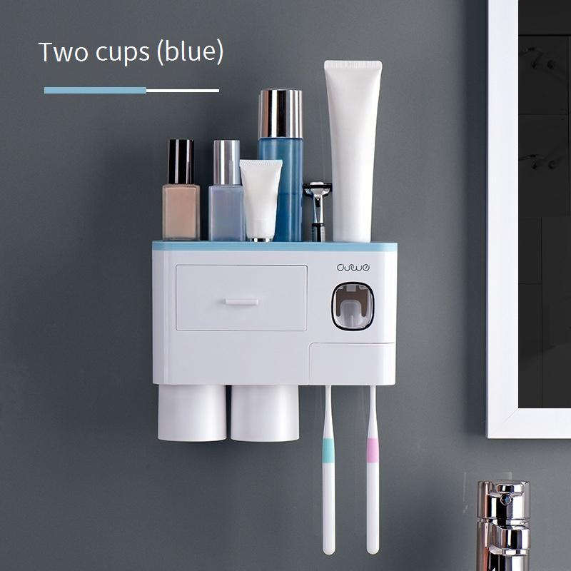 Wall Mount Toothbrush Holder With Auto Toothpaste Dispenser & Storage Drawer - Space Saving Bathroom Organizer For Toothbrush, Cup & Essentials_voghion.com