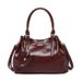 Women's Stylish Crossbody Bucket Bag - Spacious PU Leather Handbag With Magnetic Closure For Daily Use (Black, Wine Red)_voghion.com