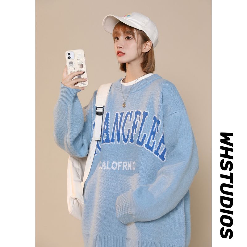 2023 Round neck sweater with embroidered letters for women's unisex B213-7146-P60 control 78_voghion.com