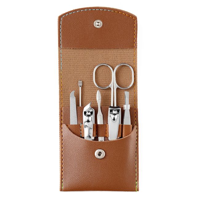 Ensemble de manucure 7 pièces/ensemble, coupe-ongles, outils de pédicure, cuillère à oreille en acier inoxydable, coupe-ongles, ciseaux, kit pour outils de manucure_voghion.com