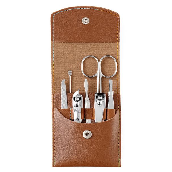 Ensemble de manucure 7 pièces/ensemble, coupe-ongles, outils de pédicure, cuillère à oreille en acier inoxydable, coupe-ongles, ciseaux, kit pour outils de manucure_voghion.com