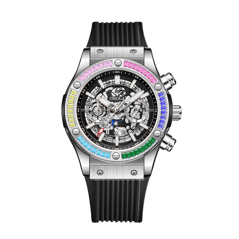 Fashion New ONOLA/Orona Rainbow Diamond Fully Automatic Mechanical Watch Men's Waterproof Tape_voghion.com