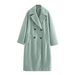 Women's clothing 2024 autumn and winter new item, loose collared double breasted long coat jacket_voghion.com