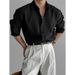 Camicia nera da uomo, camicia ampia primaverile a maniche lunghe da uomo, design di nicchia casual_voghion.com