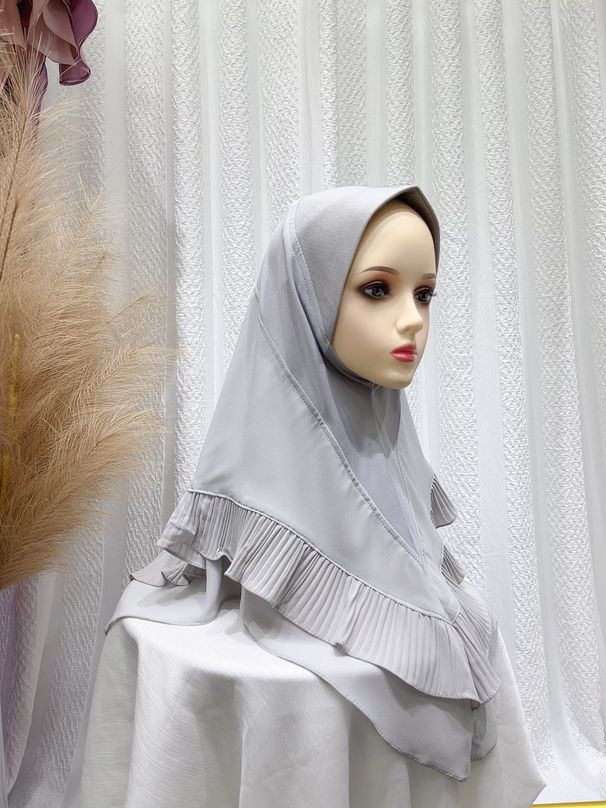 Women's Hijab best selling double layer pleated headscarf solid color chiffon women's headscarf pullover headscarf_voghion.com