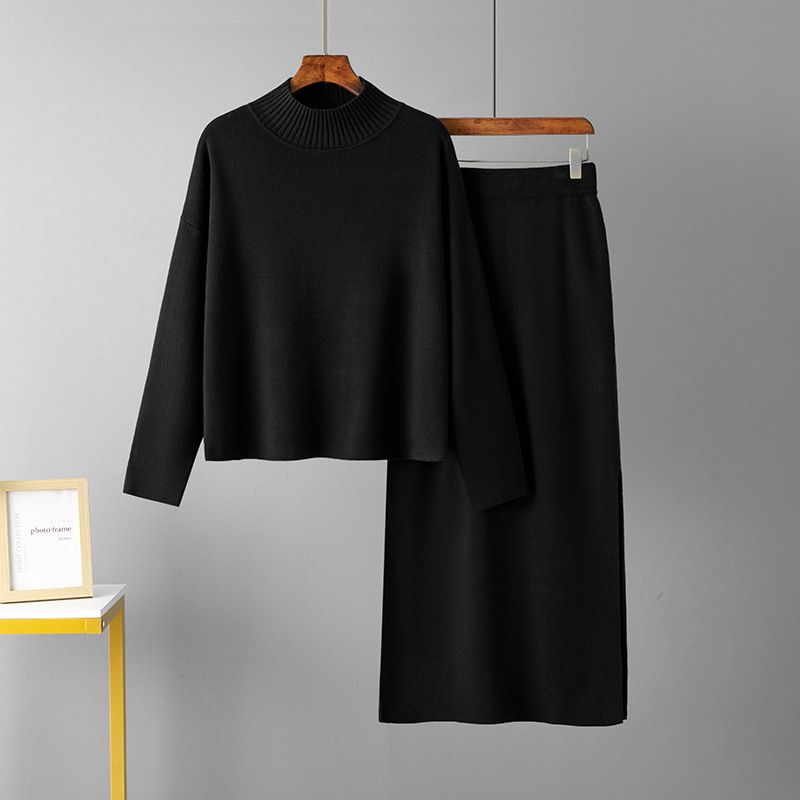 Vêtements pour femmes vêtements pour femmes 2023 automne nouvelle mode décontractée jupe longue costume deux pièces pull en gros_voghion.com