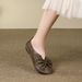 Huizu Mei New Genuine Leather Single With Bowknot Hollow Design Soft Sole Low Heel Flat Slip-On Mom Shoes_voghion.com