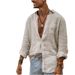 2025 Turn-Down-Kragen-Shirt Herren Langarm Button Baumwolle Leinen Tasche Top Casual Vielseitig_voghion.com