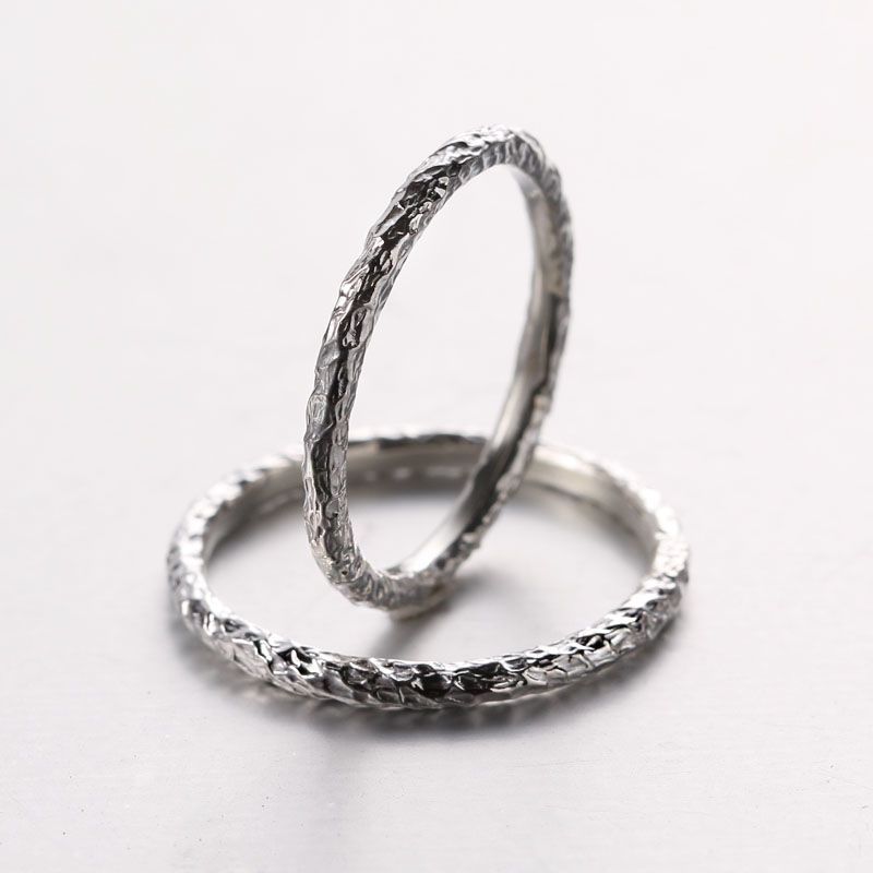 Coppia di anelli da uomo e da donna in argento puro 999 abbinati, in stile coreano giapponese, semplici e fatti a mano, per studenti._voghion.com