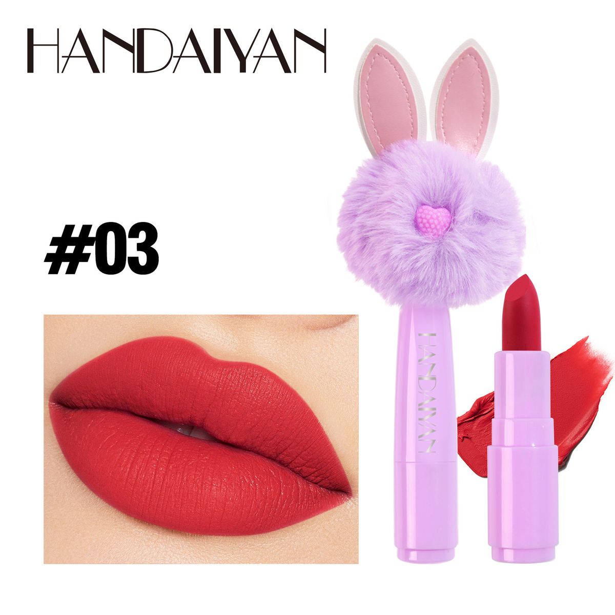 Fluffy Lollipop Cute Mini Rabbit Velvet Matte Lipstick _voghion.com
