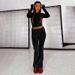Womens Basic Two Piece Outfits Long Sleeve Crop Top Fold Over Leggings Flare Pants Set Matching 2 Piece Lounge Sets_voghion.com
