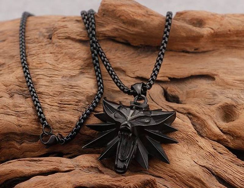 The Witcher 3 Wolf Medallion Necklace - Titanium Steel Pendant Chain For Men_voghion.com
