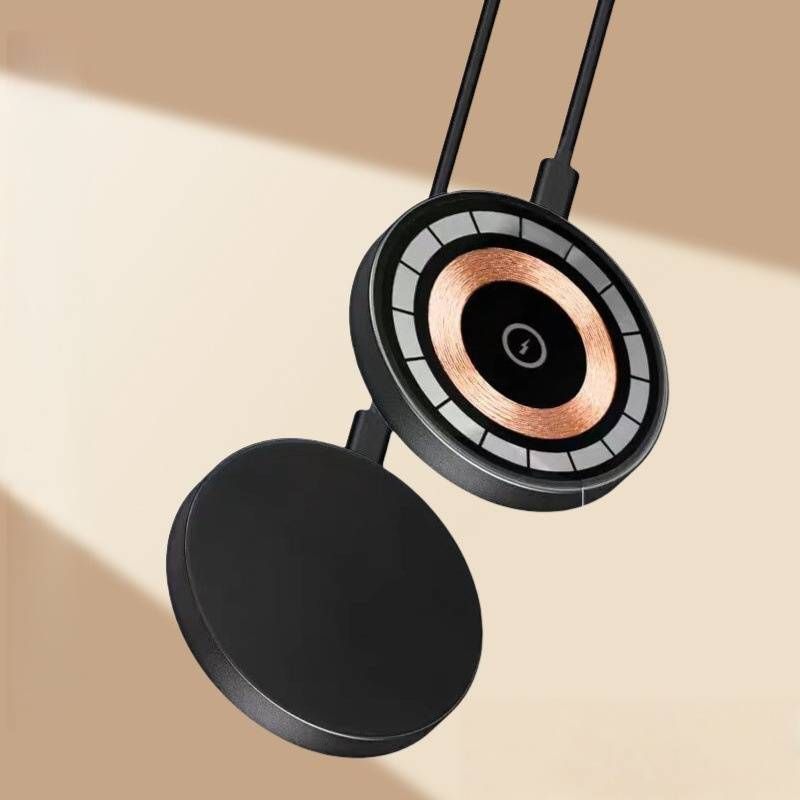 Transparante draadloze oplader, 15W snelladen voor iPhone, PD-compatibel, stabiele magnetische uitlijning, snel opladen, Amerikaanse stekker (zwart)_voghion.com