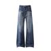 Men's Clothing High Street Baggy Men And Women Flower Embroidery Cat Whisker Straight Drape Jeans Neutral Loose Wide Leg_voghion.com