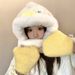 Set da tre pezzi di anatra gialla, simpatico peluche, autunno e inverno, cartone animato giapponese, caldo, paraorecchie, cappello, sciarpa e guanti da donna_voghion.com