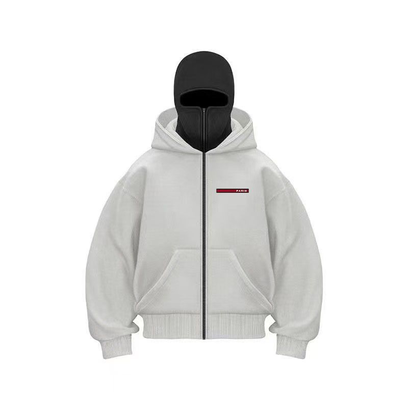 Felpa da uomo con cappuccio e cappuccio transfrontaliero, giacca alla moda con stampa di lettere parigine, giacca Y2K All Match_voghion.com