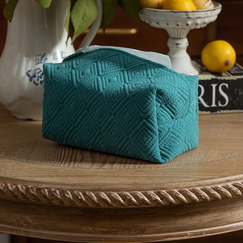 Moderner, minimalistischer Taschentuchbox-Bezug aus Polyester – Diamant-Wabi-Sabi-Design für Wohnzimmer, Auto und Büro (waschbar, rutschfest, Macaron-Farben)_voghion.com