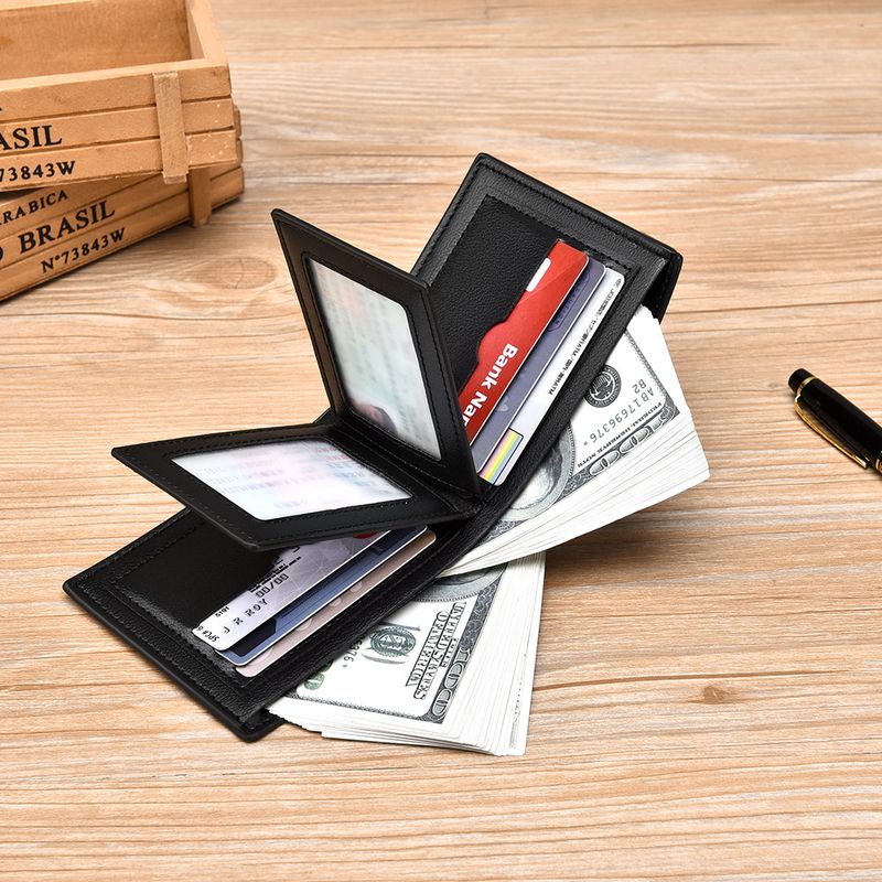 Cartera para hombre, cartera corta para hombre, gran capacidad, ranuras para múltiples tarjetas, multifunción, licencia de conducir, licencia de conducir, tarjetero tres en uno_voghion.com