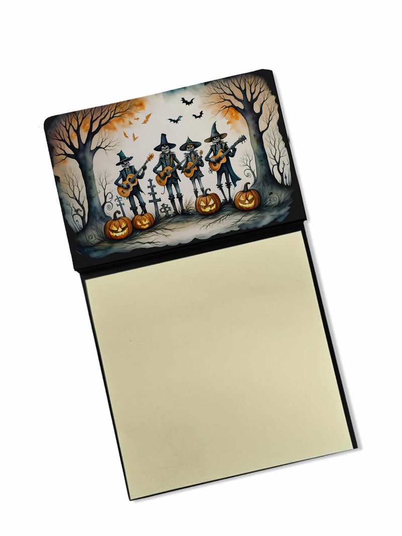 NEW Mariachi Skeleton Band Spooky Halloween Sticky Note Holder Refillable Dispenser Self-Sticky Note Pads, Memo Pads Blank Desk Accessories_voghion.com