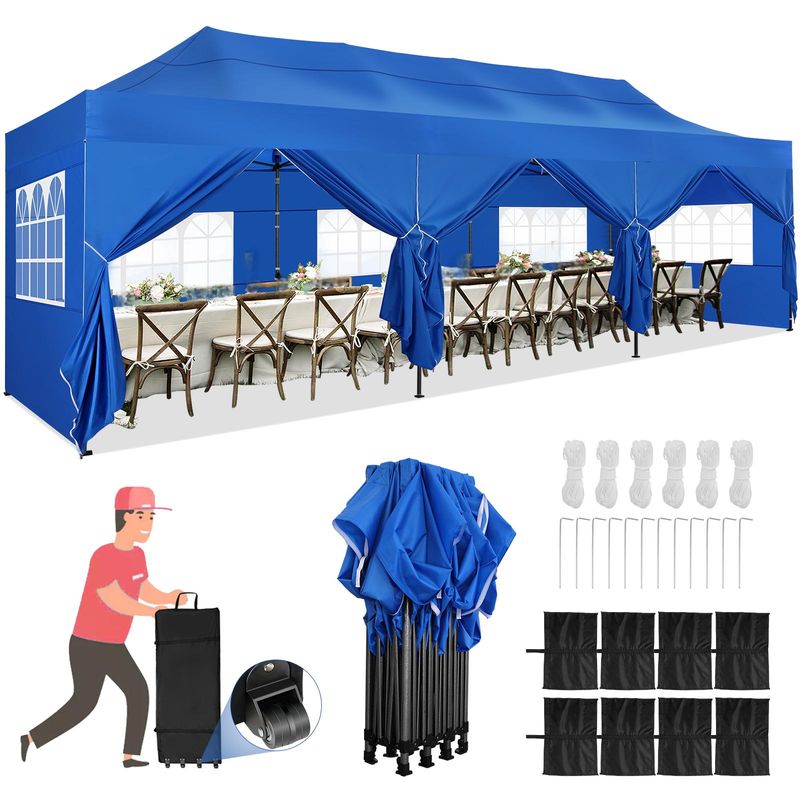 Canopy 10x30 Pop Up Canopy Tent With 8 Sidewalls Party Tents For Parties Wedding Backyard Waterproof Canopy Outdoor Commercial Canopy Event Tent_voghion.com