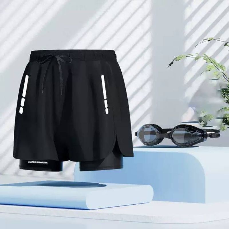 2025 Men's Swim Trunks Quick-dry Running Training Beach Double-layer Anti-embarrassment Shorts_voghion.com