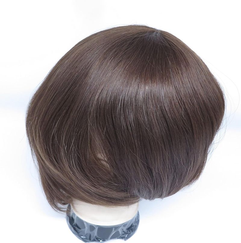 Euro Injection Toupee For Men 100% European Virgin Human Hair Pieces Injection Thin Skin Base Hair Replacement System Men Wigs Medium Brown Color #4_voghion.com