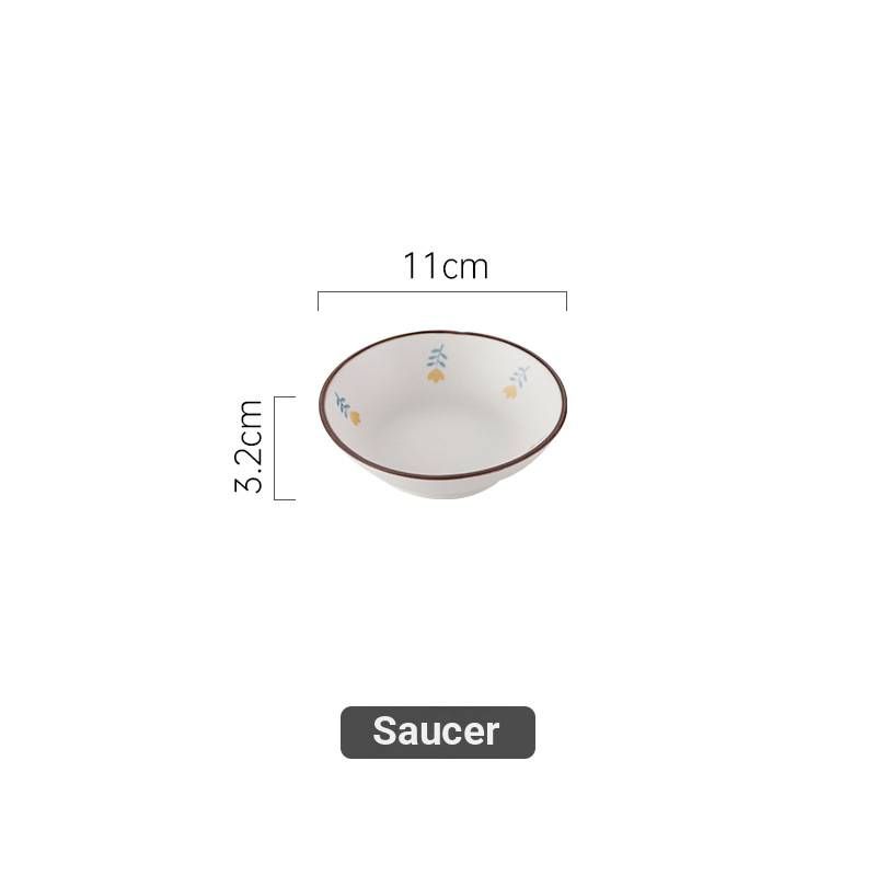 Japanese-Style Ceramic Dinnerware Set – Minimalist Floral Bowls, Plates & Chopsticks, Microwave-Safe (10-13 Inch, Daisies & Stone Texture)_voghion.com