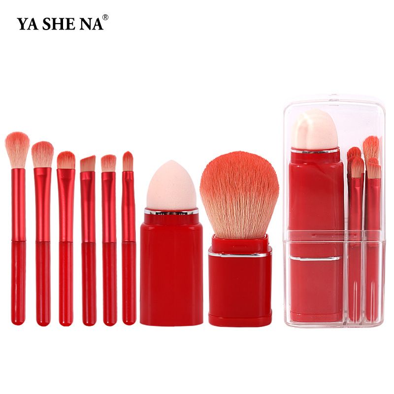 Új sminkecset-készlet, hordozható, 8 darabos tárolódoboz, mini szemhéjfesték-ecset, laza púderecset, szépségápolási eszköz_voghion.com