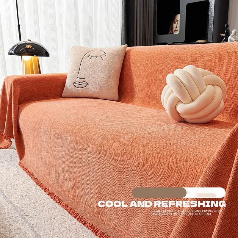 Modern Minimalist Style Cover Fishbone Pattern All-Season Throw One-Piece Anti-Cat Scratch Sofa Slipcover_voghion.com