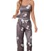 Lässiges und bequemes Sommerpyjama-Set für Damen, zweiteiliges Set mit Blumenträgern_voghion.com