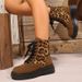 2024 Autumn And Winter New Plus Size Lace Up Martin Thick Sole Leopard Print Color Blocking Versatile Temperament_voghion.com