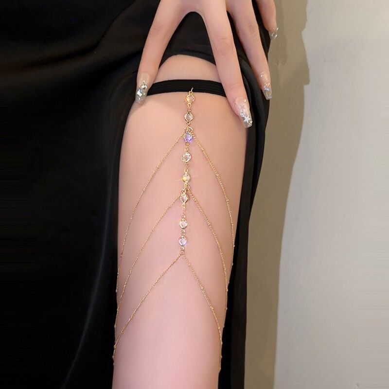Three-Layer Tassel Rhinestone Leg Summer New Fashion Sexy Accessories Hot Girl Versatile Internet Celebrity Body Chain_voghion.com