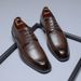Frühlingsmodische Business-Schuhe aus Leder, kleine runde Zehenpartie, lässige Schnürschuhe im Retro-Derby-Stil für Herren, geeignet für Hochzeiten, 24268-M_voghion.com