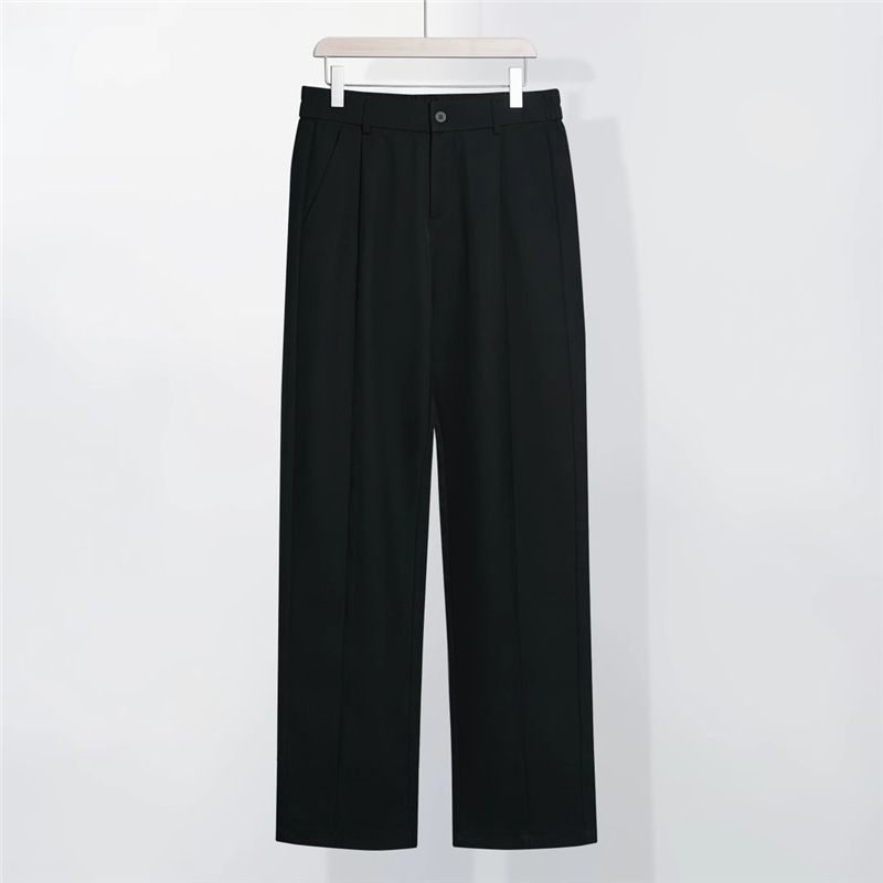Pantaloni da uomo nuovi, primavera ed estate, drappeggiati, pantaloni da lavoro in seta ghiacciata, pantaloni da uomo con elastico in vita, pantaloni casual dritti_voghion.com