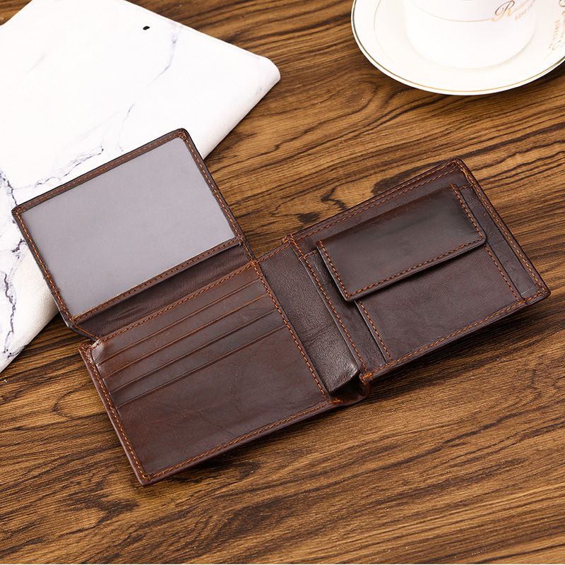 Vintage Cowhide Men's Wallet Multi-function Card Coin Coin Wallet Rfid Anti-theft Wallet_voghion.com